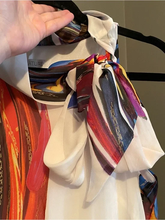 NWT Signature Robbie Bee Womens Sz 10 Petite Neck Tie Tiered Mini Dress Rt $89! - Picture 10 of 12